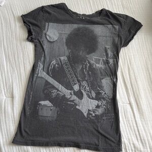 Jimi Hendrix distressed fitted gray tshirt